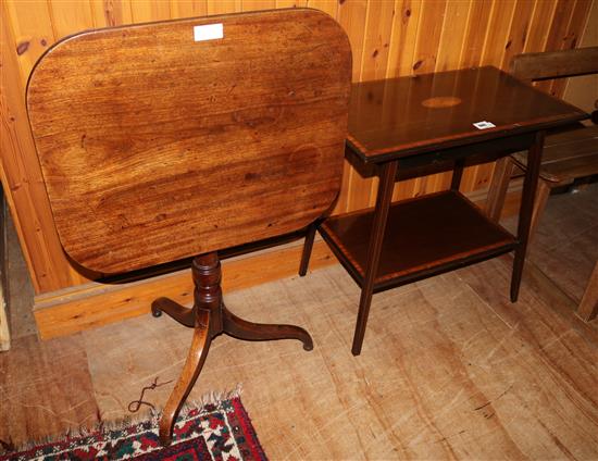 Regency tilt top wine table & an Edwardian occasional table